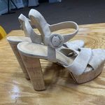Veronica Beard Platform Heels Women's 9M Ivory Suede Criss Cross Preppy S56 Photo 0