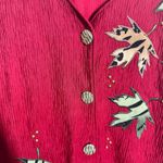 Vtg Blair Boutique Top Women S Red Animal Print Leaf Fall Embroidery Holiday Photo 4