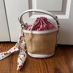 Kelly & Katie  Straw Bucket Bag with Cherry Scarf Photo 1
