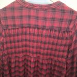 Knox Rose  Button Front Long Sleeve Smocked Top Red Plaid High Low Hem Rayon XL Photo 9