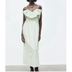 ZARA  cotton jersey midi dress with crochet raffle M Photo 4