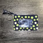 Vera Bradley Zip-Up ID and Card Holder Lucky Dot Navy Blue and Green Polka Dot Photo 3