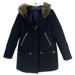 J.Crew Italian Stadium Cloth Wool Chateau Parka Coat Black Size 4P Photo 2