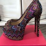 Betsey Johnson Bardot Pink Purple Zigzag Platform Heels 9.5 Photo 1