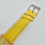 Geneva women rose gold tone 40mm watch yellow dial leather band running Photo 3