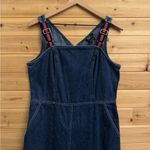 Vintage New York & Co Size Medium Cotton Denim Midi Dress Streetwear Blue Photo 4