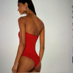 NBD  Zhora Red Ribbed Straoless Bodysuit 0145 Photo 4
