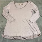 Anthro Pure Good V Neck 3/4 Length Sleeve Tunic Top Purple‎ Lavender SZ Large Purple Photo 0