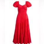Free People NWT Sundrenched Smocked Puff Sleeve Maxi Dress In Atlas Red Photo 1