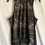 LC Lauren Conrad  Black Mock Neck All Over Lace Sleeveless Blouse XL Photo 2