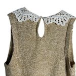 Anthropologie Beige Sleeveless Lace Collar Preppy Cable Knit Sweater Size XS Photo 6