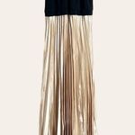 XScape Black Champagne Gold Pleated Sleeveless Halter Maxi Gown Dress Size 4 Photo 3