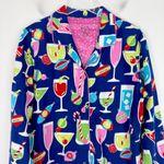 Nick & Nora  Christmas Cocktails Flannel Sleep Shirt Size Medium M EUC Photo 1