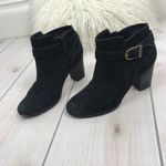 Cole Haan Black Suede Ankle Booties | Size 6.5 | Gold Buckle & Block Heel Photo 8