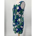 Vintage 90s Hawaiian Mini Dress Hibiscus Floral Palm Print Sleeveless Blue M Size M Photo 3