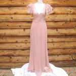 Mac Duggal NWOT  10829 SEQUINED RUFFLED CUT OUT LACE UP GOWN Pink Size 4 Photo 6