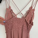 Free People Adella Crochet Trim Mini Dress Sz XS Mauve Dusty Rose Pink Ruffle Photo 12