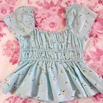 Kate Spade light blue floral peplum blouse Photo 0