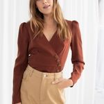 & Other Stories & Other Stories Paris Atelier Rust Wrap Blouse – Size 4 Photo 0