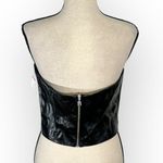 ROTATE BIRGER CHRISTENSEN Emili Crop Top Faux Leather Black Logo Photo 4