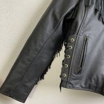 Vintage California Creations Heavy Leather Biker Jacket Womens 16 Black Fringe Photo 5