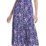Tash + Sophie Maxi Dress L NWT Puff Sleeve Boho Print Smocked Waist Cottagecore Blue Size L Photo 0