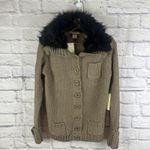 Vertigo Paris Vertigo NWT Wool Blend  Cozy Chic Glam Faux Fur Collar Cardigan  Size Large Photo 8