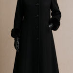 Vintage Steve by Searle black swing full length coat, vintage size 2, USA made Size L Photo 0