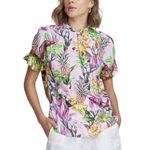 Robert Graham  Paige Palm Ruffle-Trim TropicalPrint Keyhole Top size Medium Photo 9
