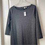 Gap Grey Dress 3/4 Sleeve Above the Knee Faux Leather Accent NWT Small Photo 26
