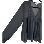Lucky Brand  Sandwash Button Front Babydoll Blouse Jet Black XL NWT Photo 4