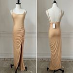 Lovers + Friends NWT KiKi Maxi Dress Tan Super Stretchy Ruched M Photo 1