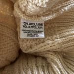 VTG British Wool Chunky Oversize Wool Cable Knit Cardigan Sweater Sz S Ivory White Photo 7