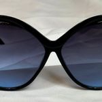 Chic Large Cats Eye Black Frame Blue Lens Sunglasses Photo 0