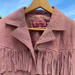 American Vintage VTG Early 1990s Pink Fringe Leather Coat Photo 4