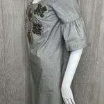 Karta iridescent glitter beaded detail cropped bell sleeve dress formal med Gray Photo 7