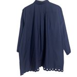J.Crew NWT Collection Navy Eyelet Button Down Top Photo 2
