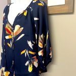 Lovestitch  Navy Floral with Tassel Keyhole Tie and Elastic 3/4 Sleeves- Medium Photo 4