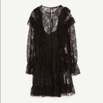 ZARA ✨  black lace dress with frills✨ Photo 6