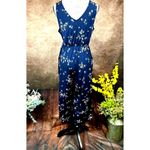 Kaleigh Delaney Knit Cropped Jumpsuit Navy/White daisies S Blue Photo 5