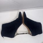 Nicole Miller Artelier Designer Black Sueded Booties Snakeskin Heels Size 10 Photo 1