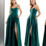 B Darlin B.Darlin Juniors' Pleated-Bodice High-Slit Hunter Green
Evening Gown, 1/2, NWOT Photo 11
