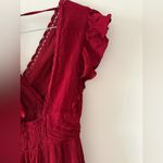 Altar'd State NWT Altar’d State Midi Ruffle Dress in Burgundy Red Size XS Holiday Party Guest Photo 15