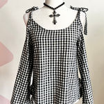 Haute Rogue Black Gingham Top,‎ Vintage Y2K 2000s Indie Sleaze Soft Grunge Small Photo 0