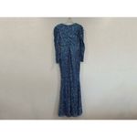 Mac Duggal  5510 Blue Women's Sequined Wrap Over Puff Long Sleeve Gown Size 4 Photo 4