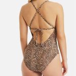 Bar III  Women's Bonita Cheetah X-Back One-Piece Swimsuit Black/Brown Size‎ large Photo 1