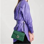 Vegan Quilted Textured Flap Crossbody Bag Green Photo 1
