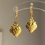 Handmade funky fairy Kawaii y2k retro gold tone strawberry fully stainless steel earrings 🍓 Photo 2