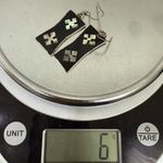 Vintage Alpaca Mexico Mexican Silver Black Enamel Abalone Inlay Dangle Earrings Photo 9