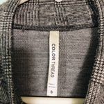 Color Thread Grey fuzzy plaid mock neck long sleeve top Photo 3